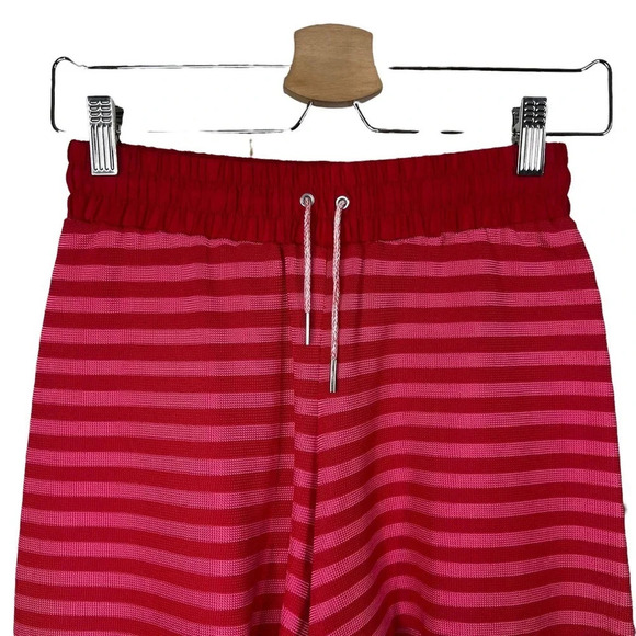 Sandro Red and Pink Striped Knit Drawstring Shorts Size 1 / US Small - Picture 2 of 11